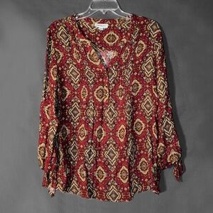 Burgundy and Pale Yellow Mandala Blouse